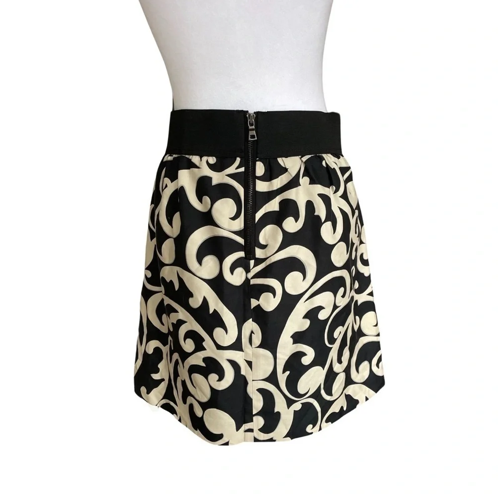 Ann Taylor LOFT Black and White Silk Cotton Blend Skirt Size 8